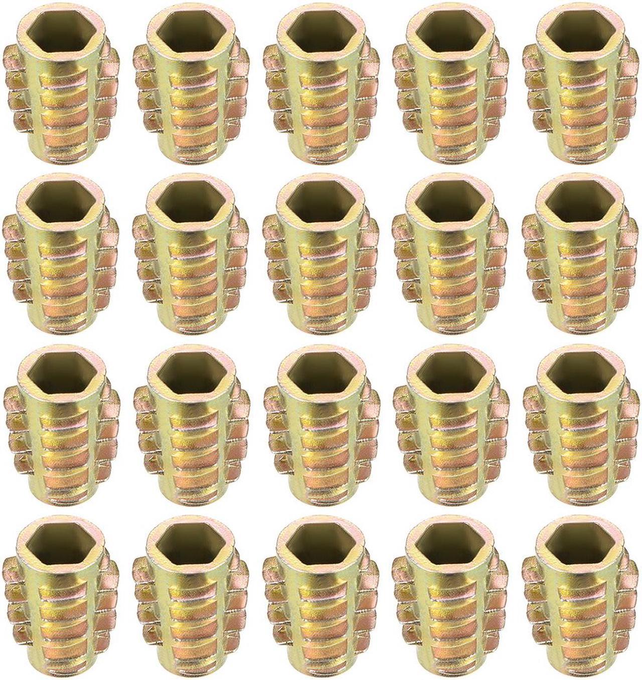 Threaded Insert Nuts Zinc Alloy Hex-Flush M6 Internal Threads 15mm Length 20pcs