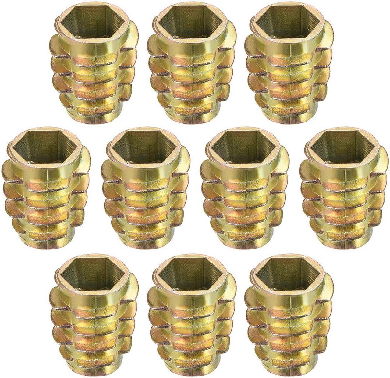 Threaded Insert Nuts Zinc Alloy Hex-Flush M10 Internal Threads 20mm Length 10pcs