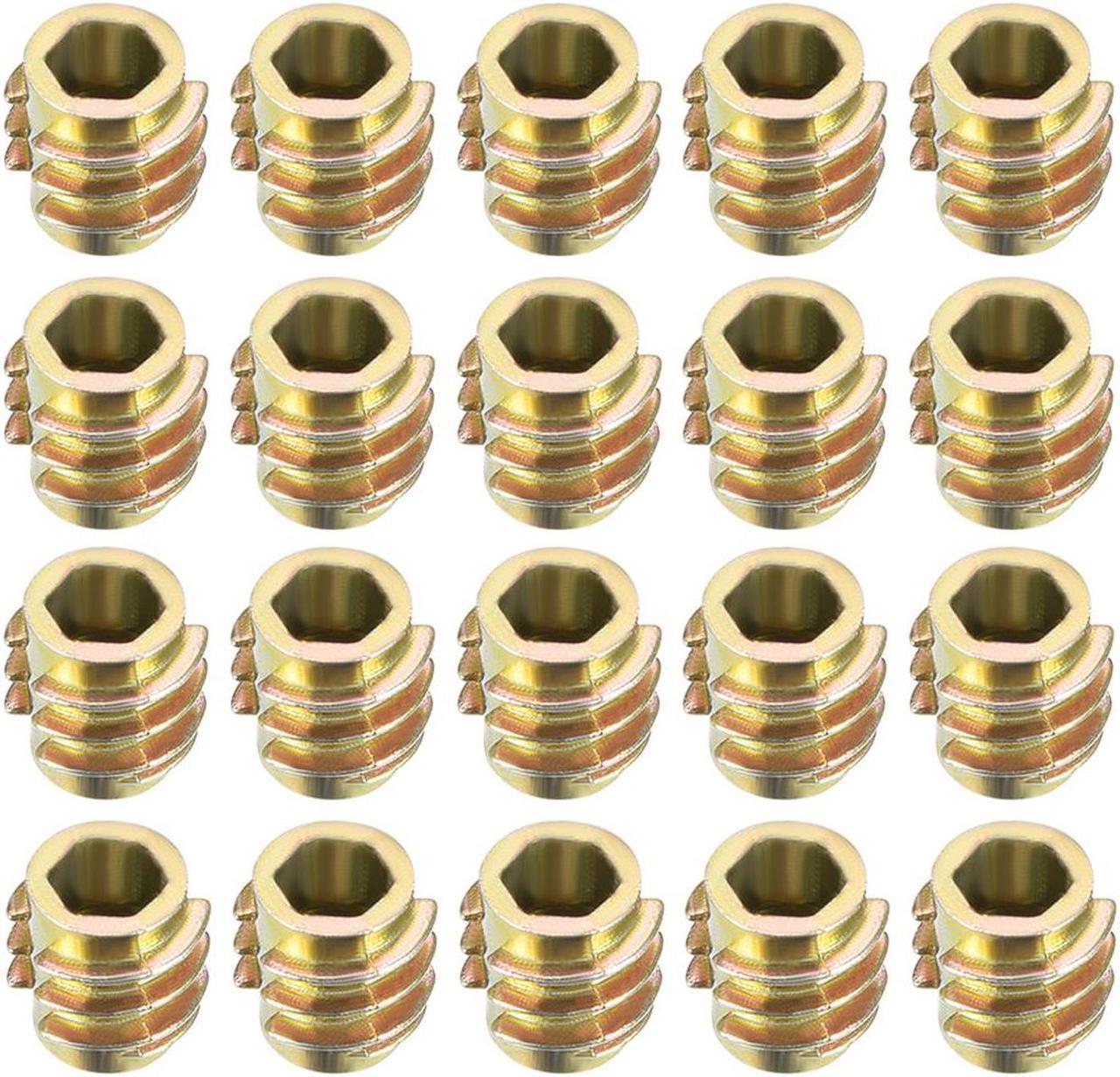 Threaded Insert Nuts Zinc Alloy Hex-Flush M4 Internal Threads 8mm Length 20pcs