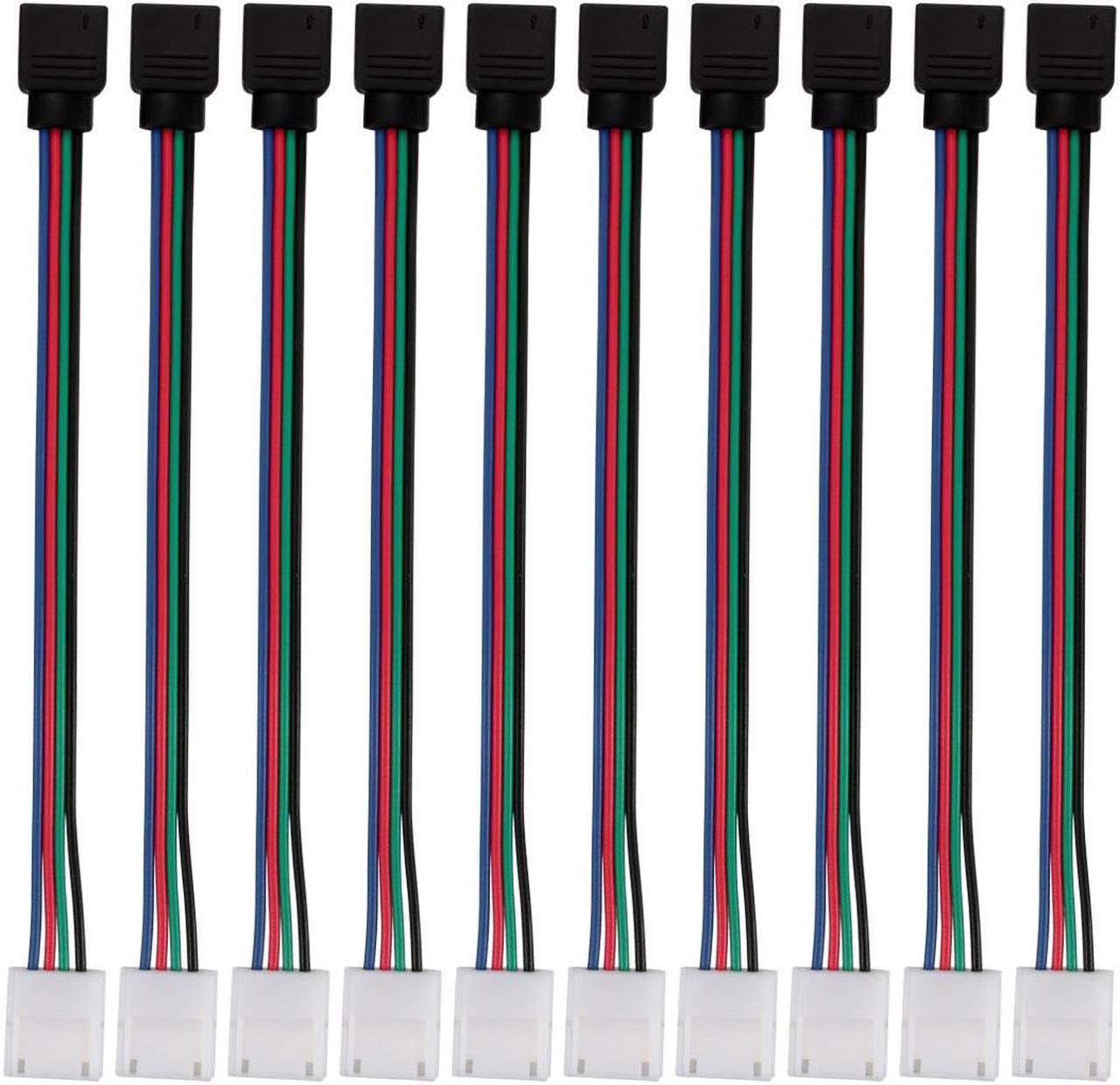 Unique Bargains 10pcs 4 Pin 5050 LED RGB Strip Light Connector Strip to Controller Jumper