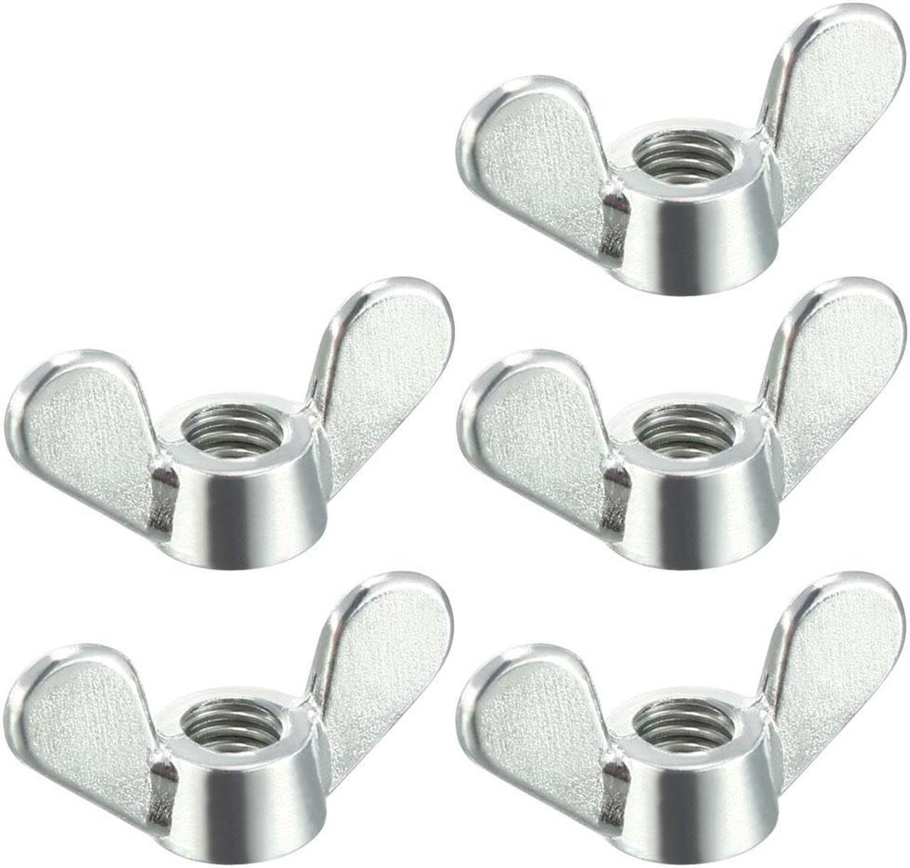 M5 Wing Nuts Zinc Plated Fasteners Parts Butterfly Nut Silver Tone 5pcs