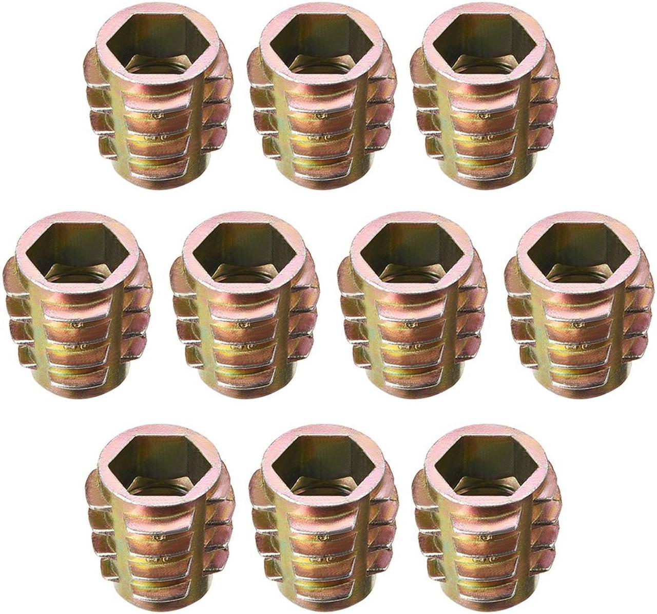 Threaded Insert Nuts Zinc Alloy Hex-Flush M8 Internal Threads 15mm Length 10pcs