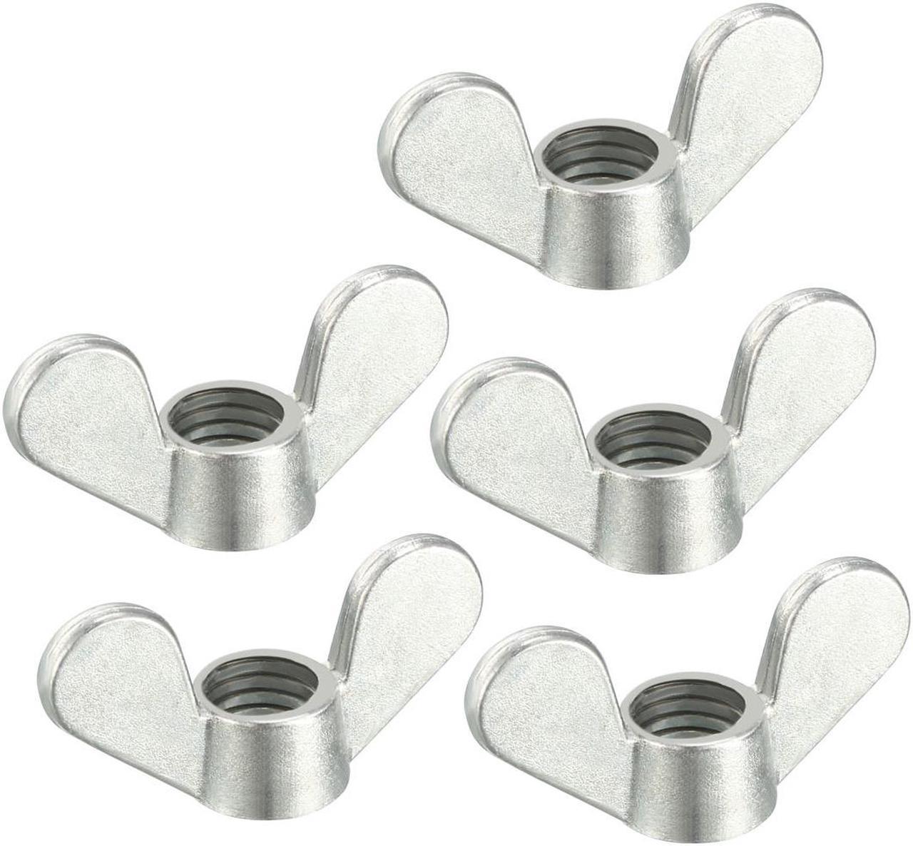 M10 Wing Nuts Zinc Plated Fasteners Parts Butterfly Nut Silver Tone 5pcs