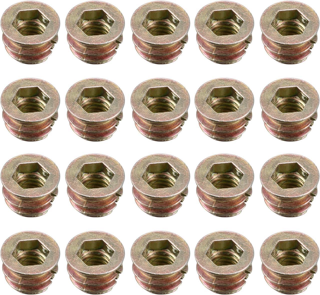 Threaded Insert Nuts Zinc Alloy Hex Socket M6 Internal Threads 8mm Length 50pcs