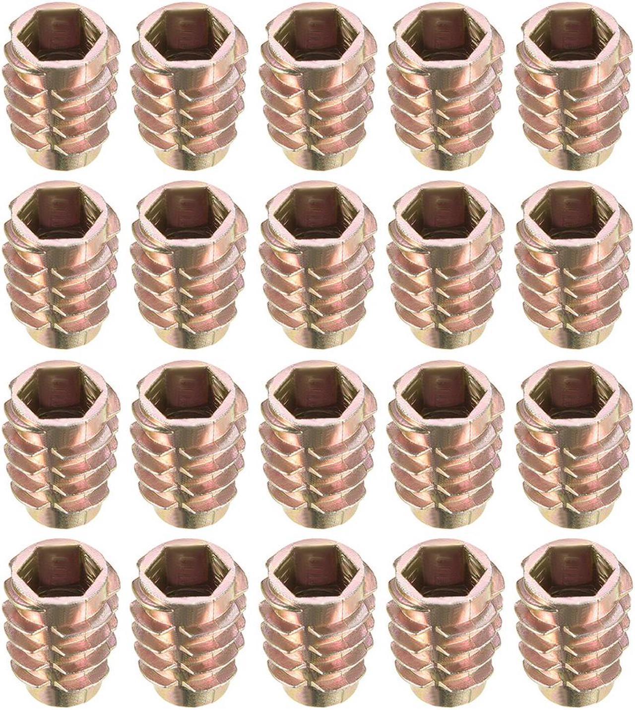 Threaded Insert Nuts Zinc Alloy Hex-Flush M8 Internal Threads 18mm Length 20pcs