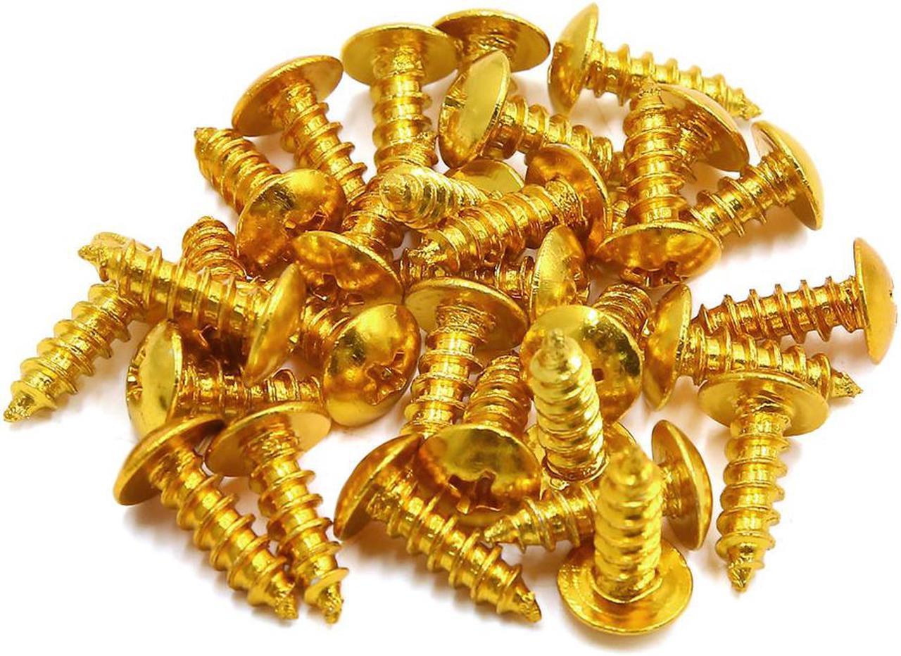 30pcs Universal Gold Tone Motorcycle Round Cross Head Self Tapping Bolts Screws