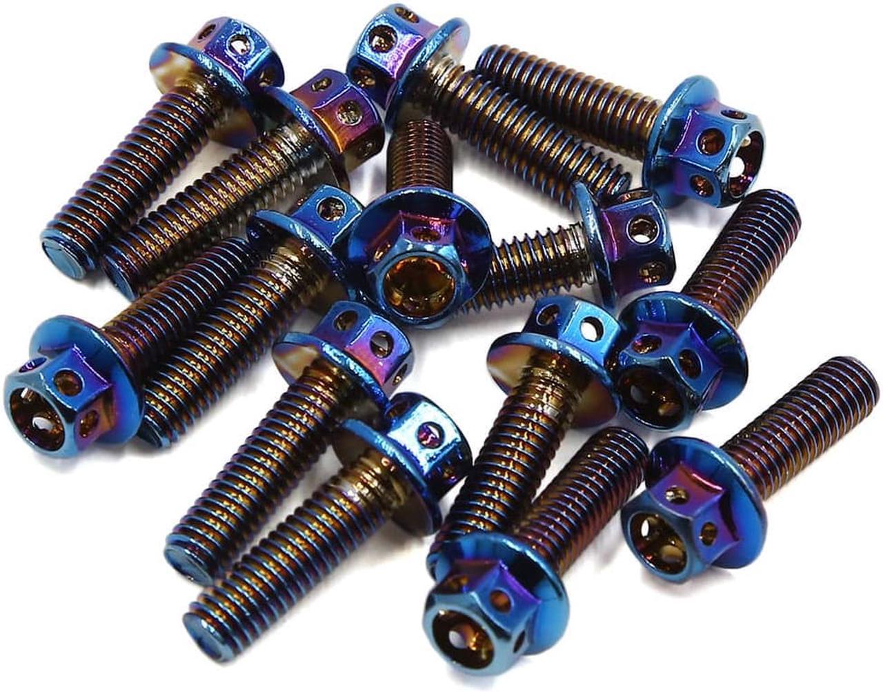 14pcs Colorful M6 Motorcycle Titanium Alloy Hexagon Bolts Fastener Clips Screws