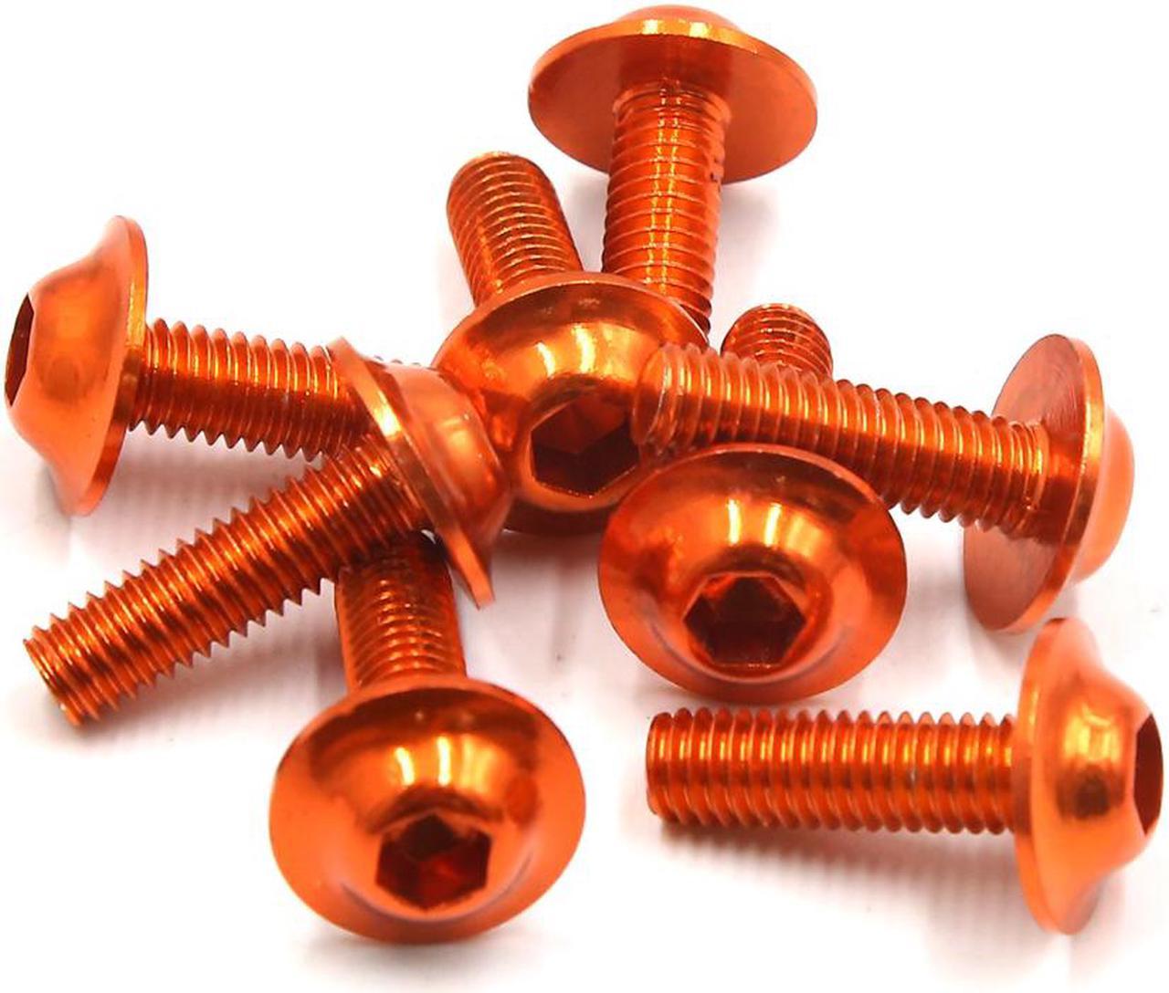 8PCS M6 x 20mm Orange Hexagon License Plates Fairing Bolts Screws for Motorcycle