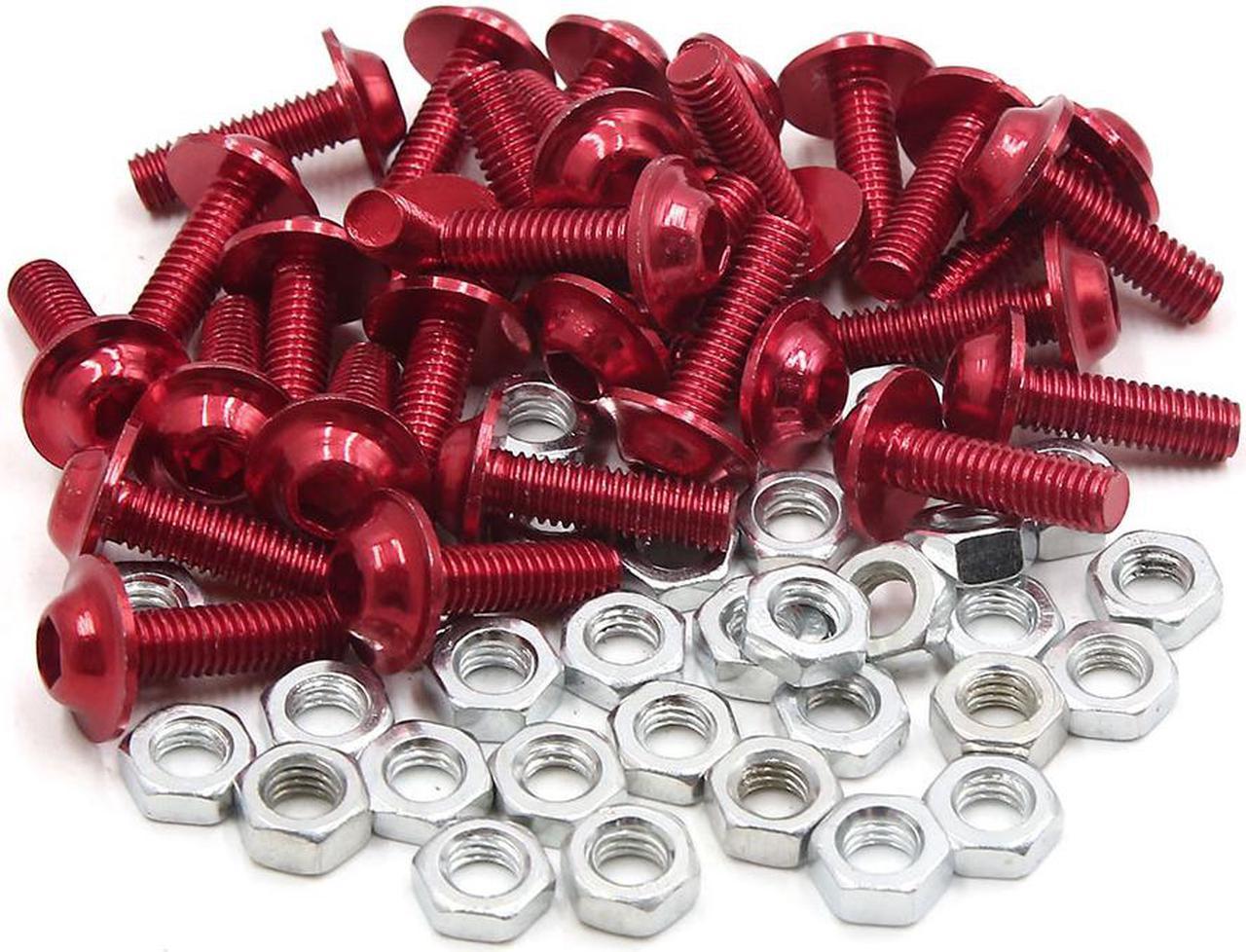 30pcs M6 Red Aluminum Alloy Hex Socket Head Motorcycle Fairing Bolts Screws Nuts