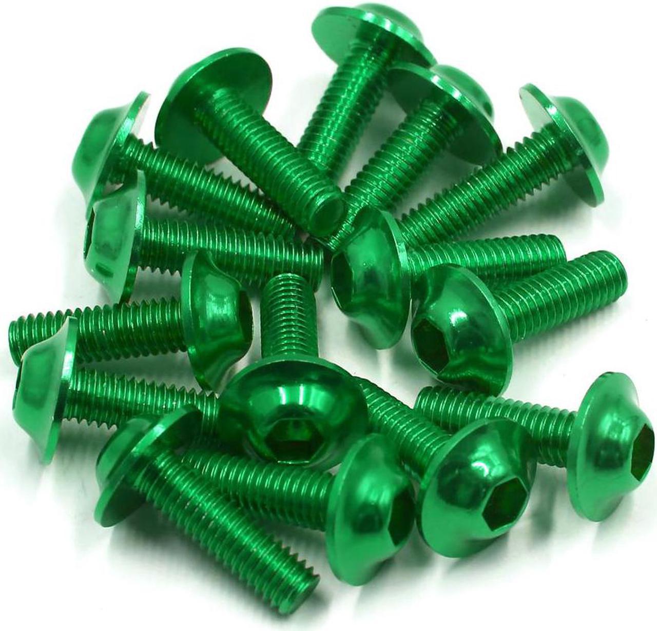 15PCS M6 x 20mm Green Hexagon License Plates Fairing Bolts Screws for Motorcycle