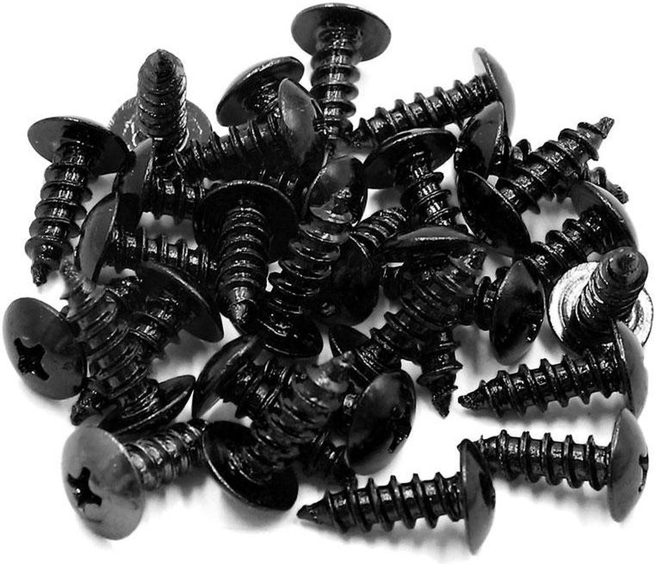 30pcs Universal Black Motorcycle Round Cross Head Self Tapping Bolts Screws