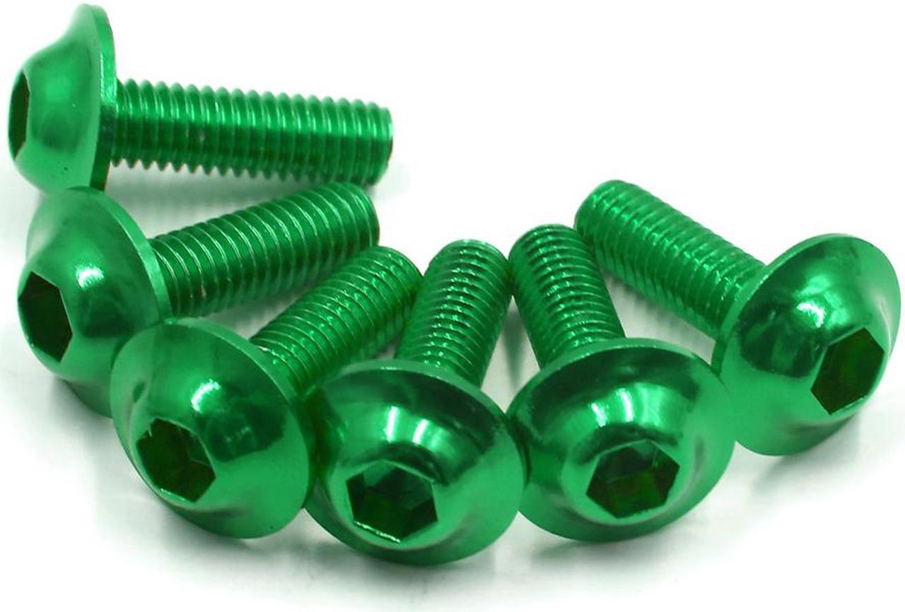 6PCS M6 x 20mm Green Hexagon License Plates Fairing Bolts Screws for Motorcycle