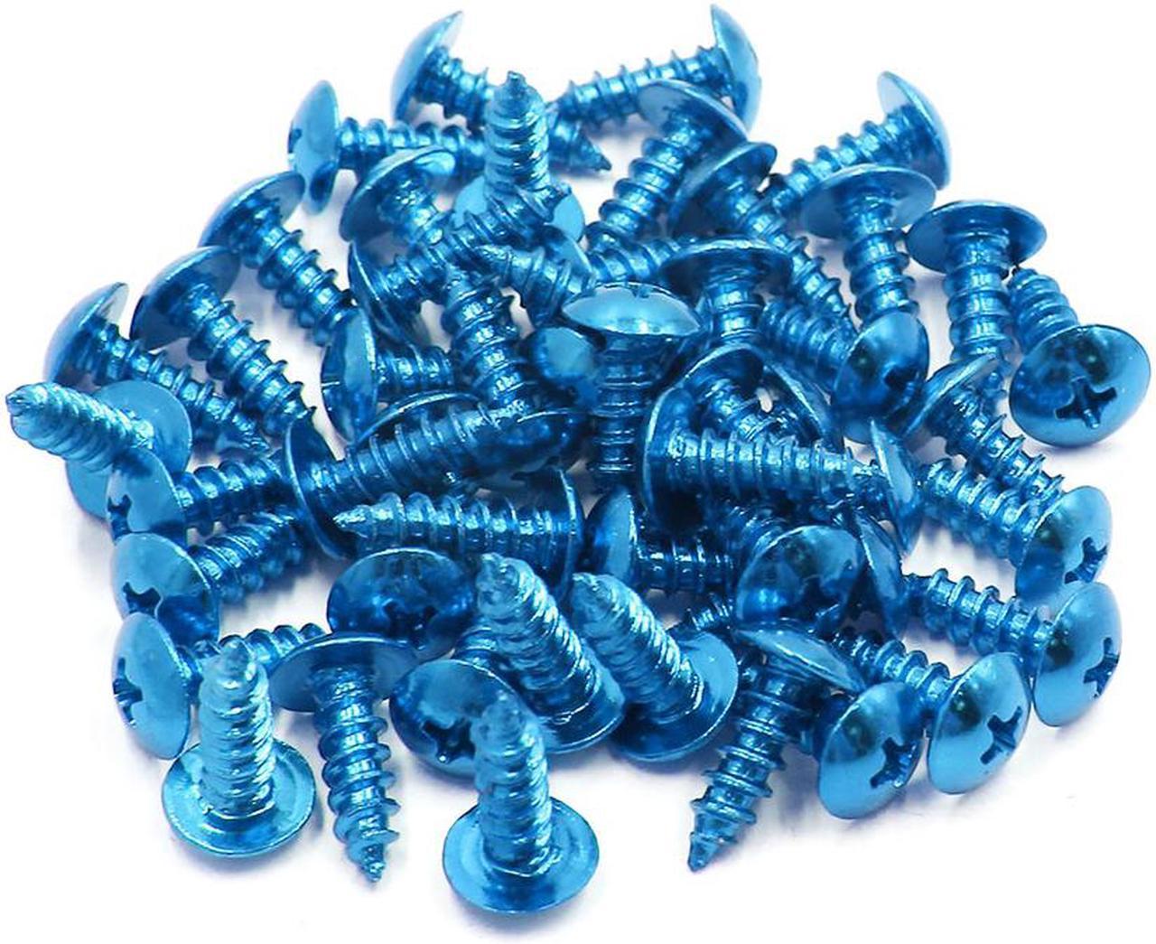 50pcs Universal Blue Motorcycle Round Cross Head Self Tapping Bolts Screws