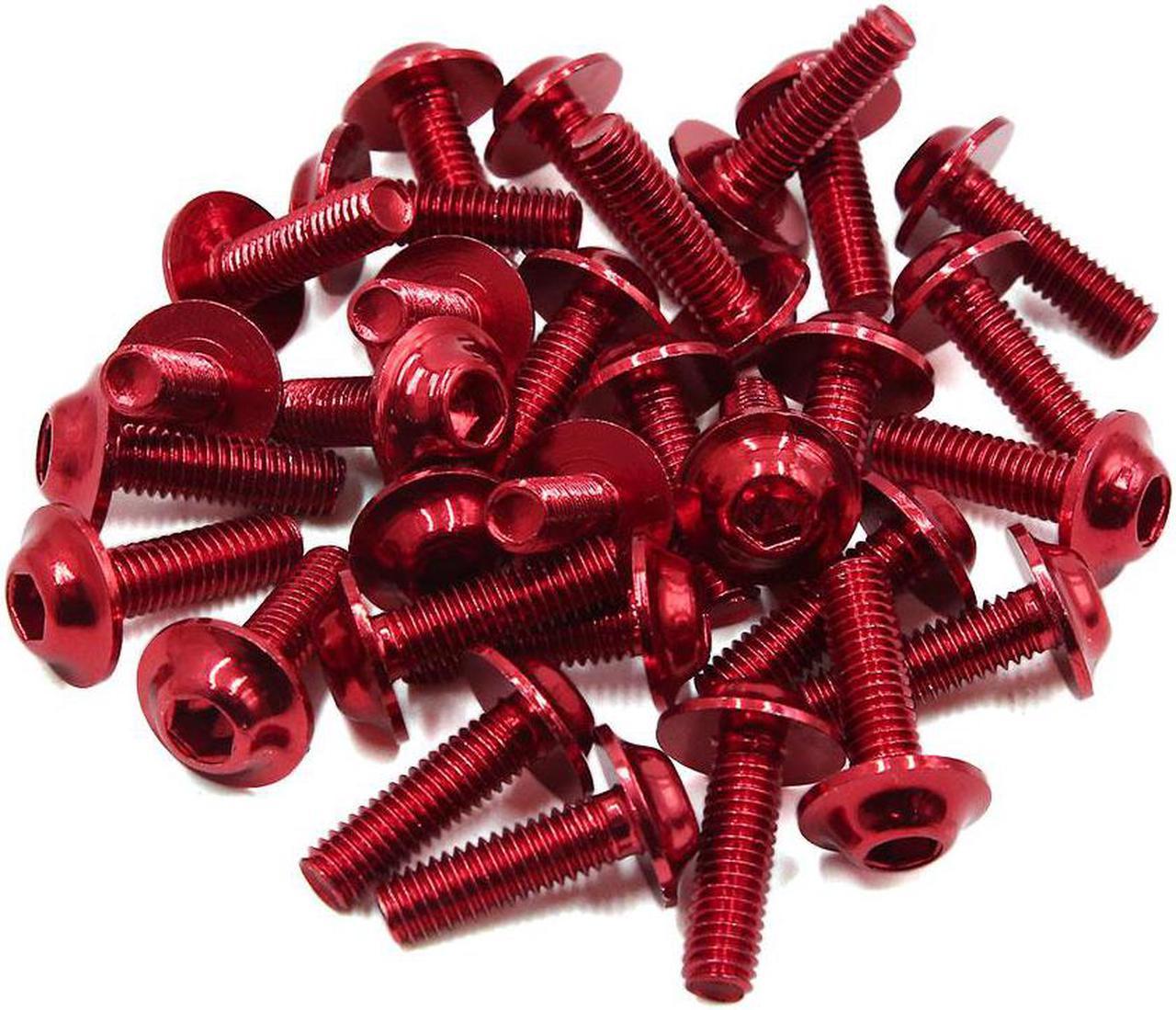 30pcs Universal Red M6 x 20mm Motorcycle Metal Faraing Hexagon Bolts Screws