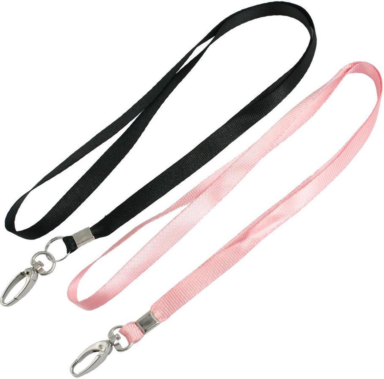 Unique Bargains 2 Pcs Pink Black Nylon Neck Strap Keys Holding Lanyard 16.5"