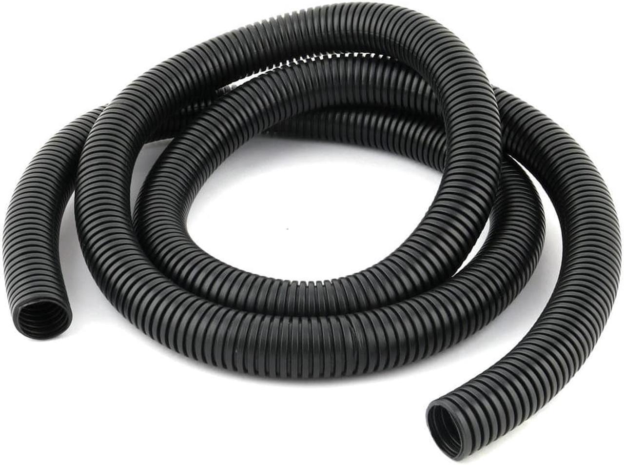 PVC Flexible Insulated Corrugated Tube Pipe Hose Black 2M Length 28mm Outer Dia