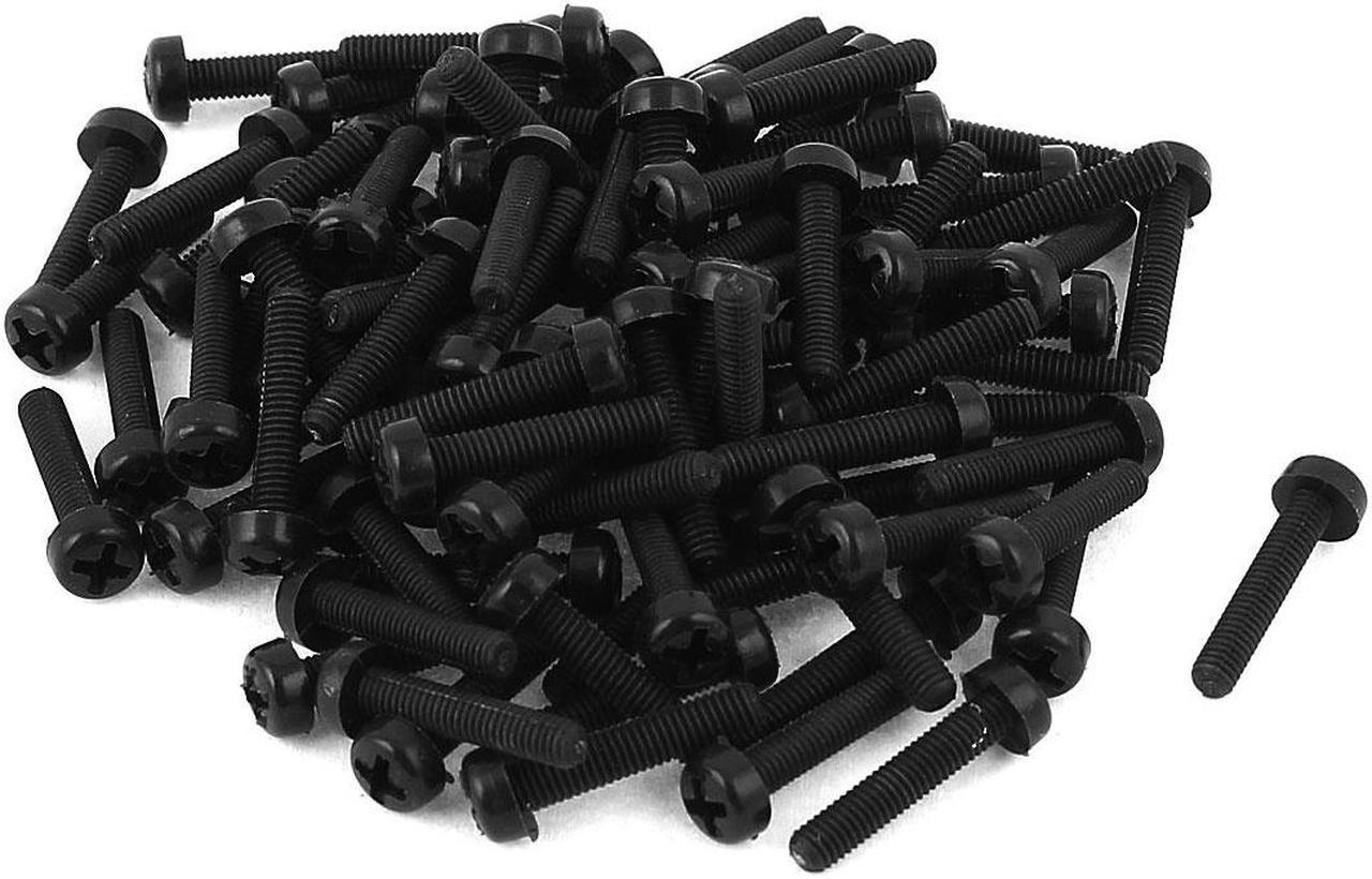 M3 x 15mm Nylon Phillips Cross Pan Head Machine Screws Black 50 PCS