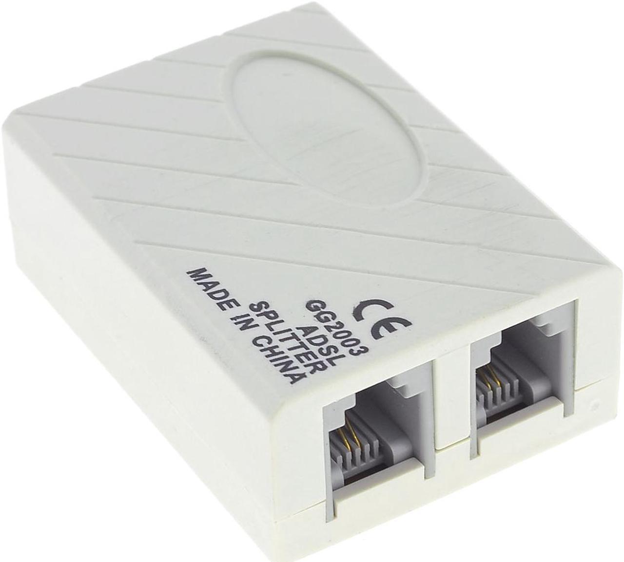 Unique Bargains Plastic Telephone ADSL Modem 1 to 2 RJ11 6P2C Socket Line Splitter