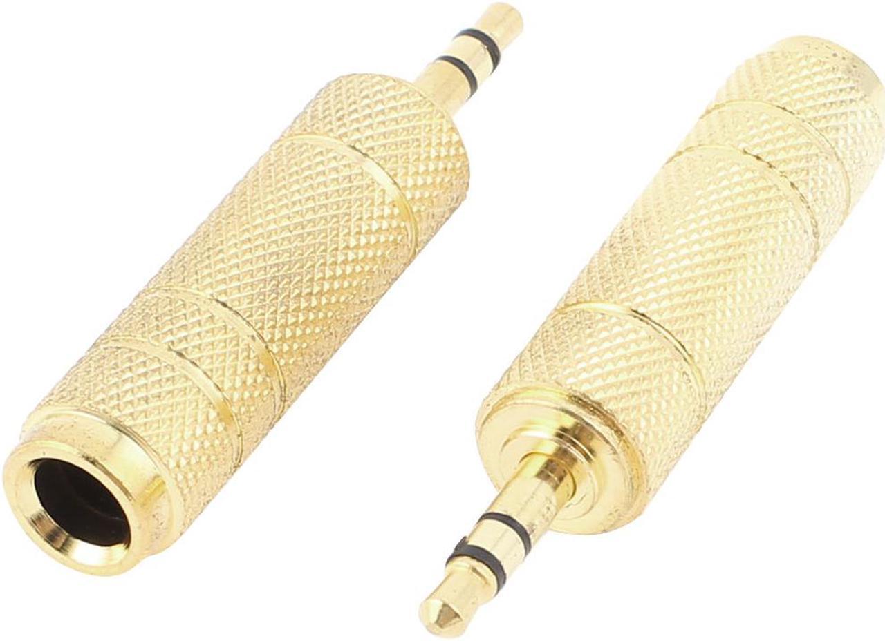 2 Pcs 3.5mm Male to 6.5mm Female M/F Stereo Audio Jack Plug Converter Connector