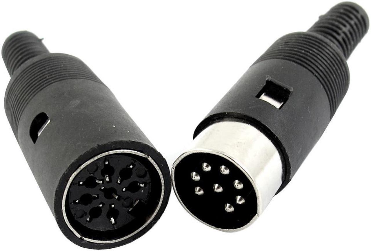 Pair DIN 8 Pins Male to Female Straight Adapter Connector for 6mm Audio Cable