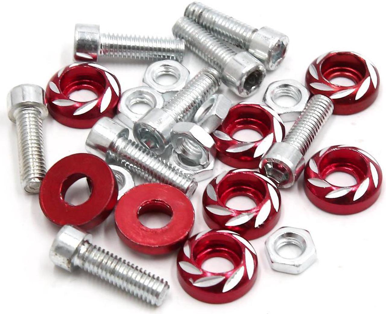 8Pcs 6mm Thread Dia Motorcycle License Plate Frame Screw Bolt Fastener Red