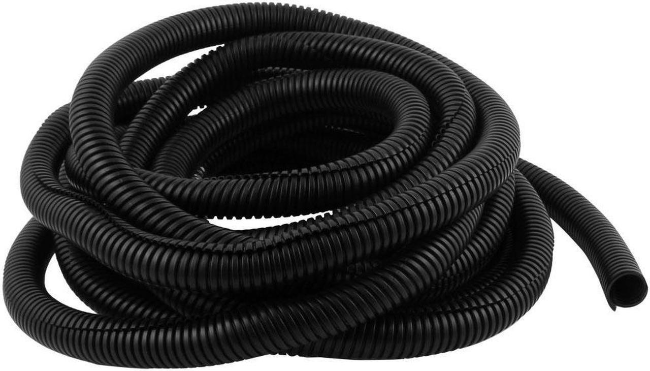 Unique Bargains PVC Opening Flame Retardant Corrugated Hose Tube 25mm Dia 9.5M Length Black