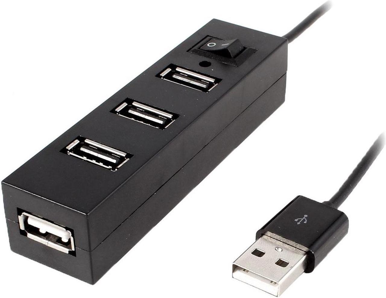 Unique Bargains Hi-Speed LED Switch 4 Ports USB 2.0 Hub Expander for PC Laptop Black