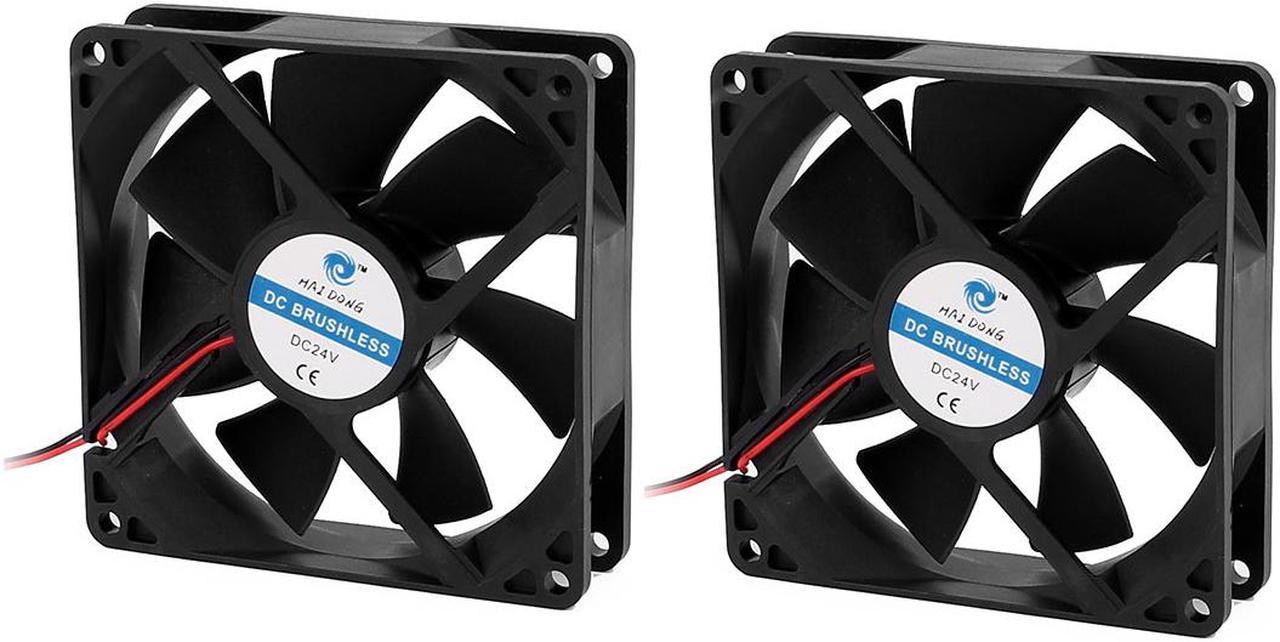 2Pcs 92 x 25mm DC 24V 0.18A CPU Cooler Heatsink Cooling Fan Black Power 3.6W