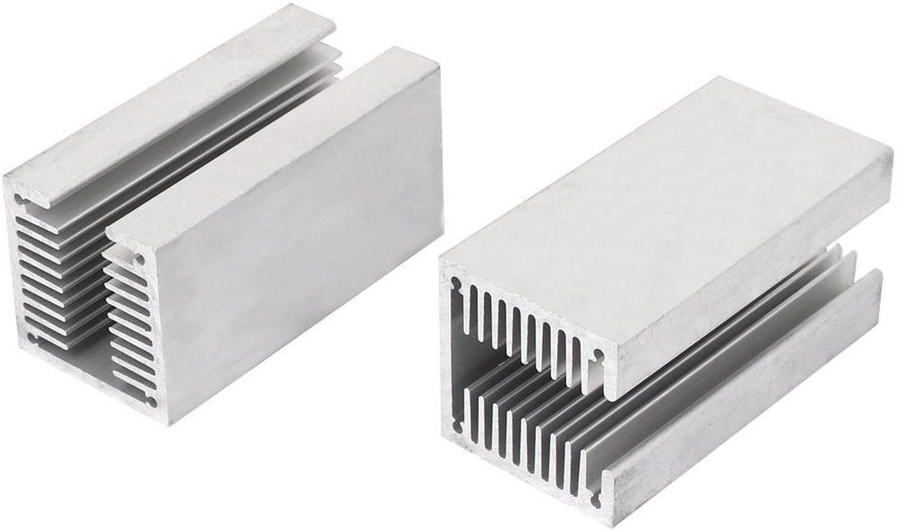 2 Pcs 80x40x40mm Aluminium U Slotted Heatsink Heat Radiactor Silver Tone