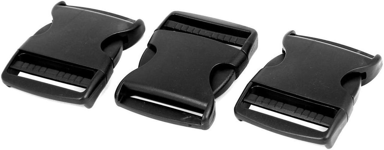 Main image of 3Pcs 2" Wide Webbing Strap Plastic Curved Clasp Side Release Buckle Black