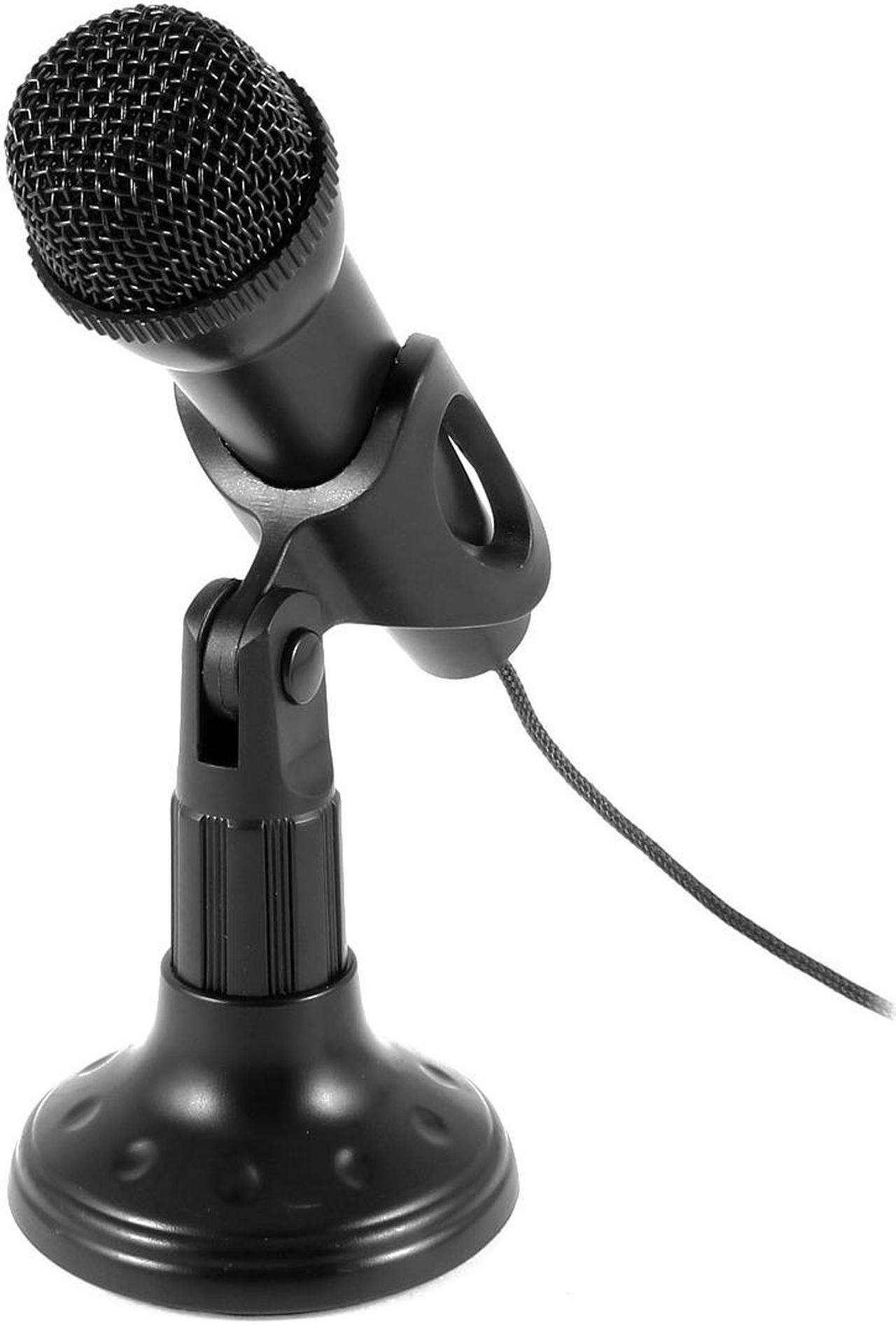 Mini 3.5mm Stereo Studio Speech Microphone Mic w Stand Mount Black for PC Laptop