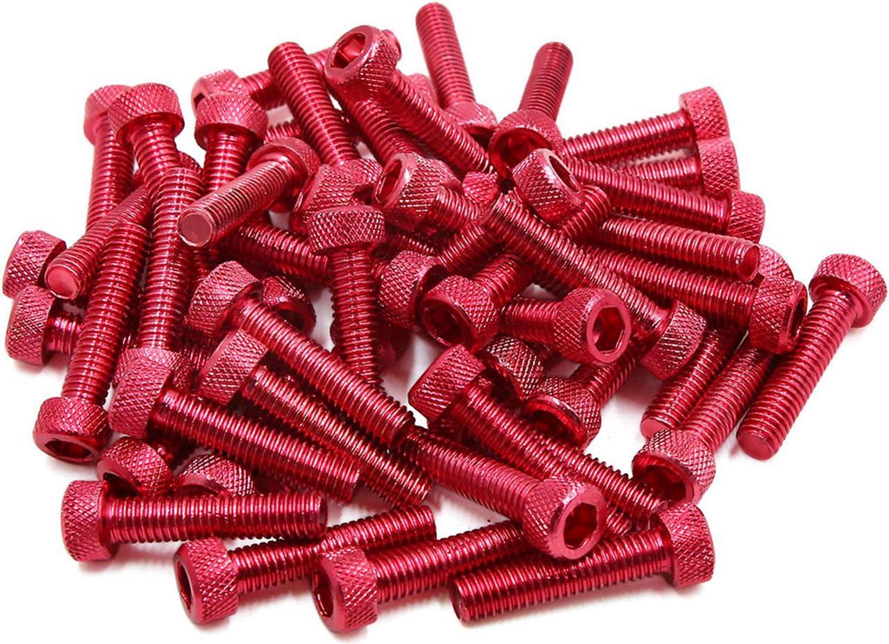 50pcs Red M6 x 30mm Motorcycle Car Hexagon Socket Fastener Bolts Screws