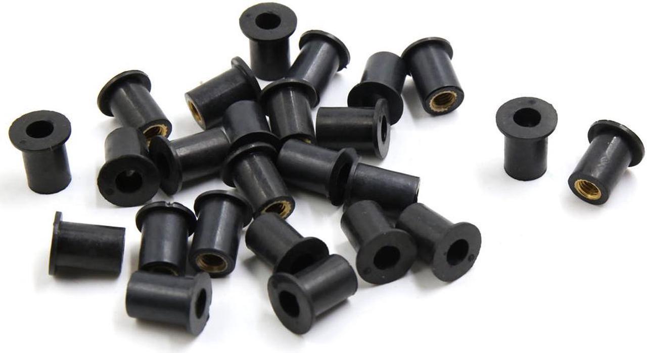 25pcs Black Rubber M5 Motorcycle Windscreen Windshield Fastener Well Nuts