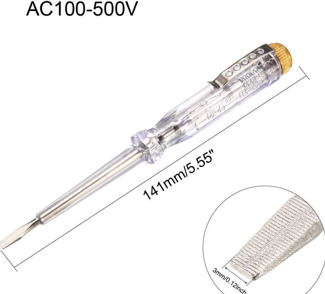 Alt view image 2 of 4 - Voltage Tester, Slotted Screwdriver Electric Pen Circuit Test Electroprobe, AC100-500V 3mm Slot 10pcs