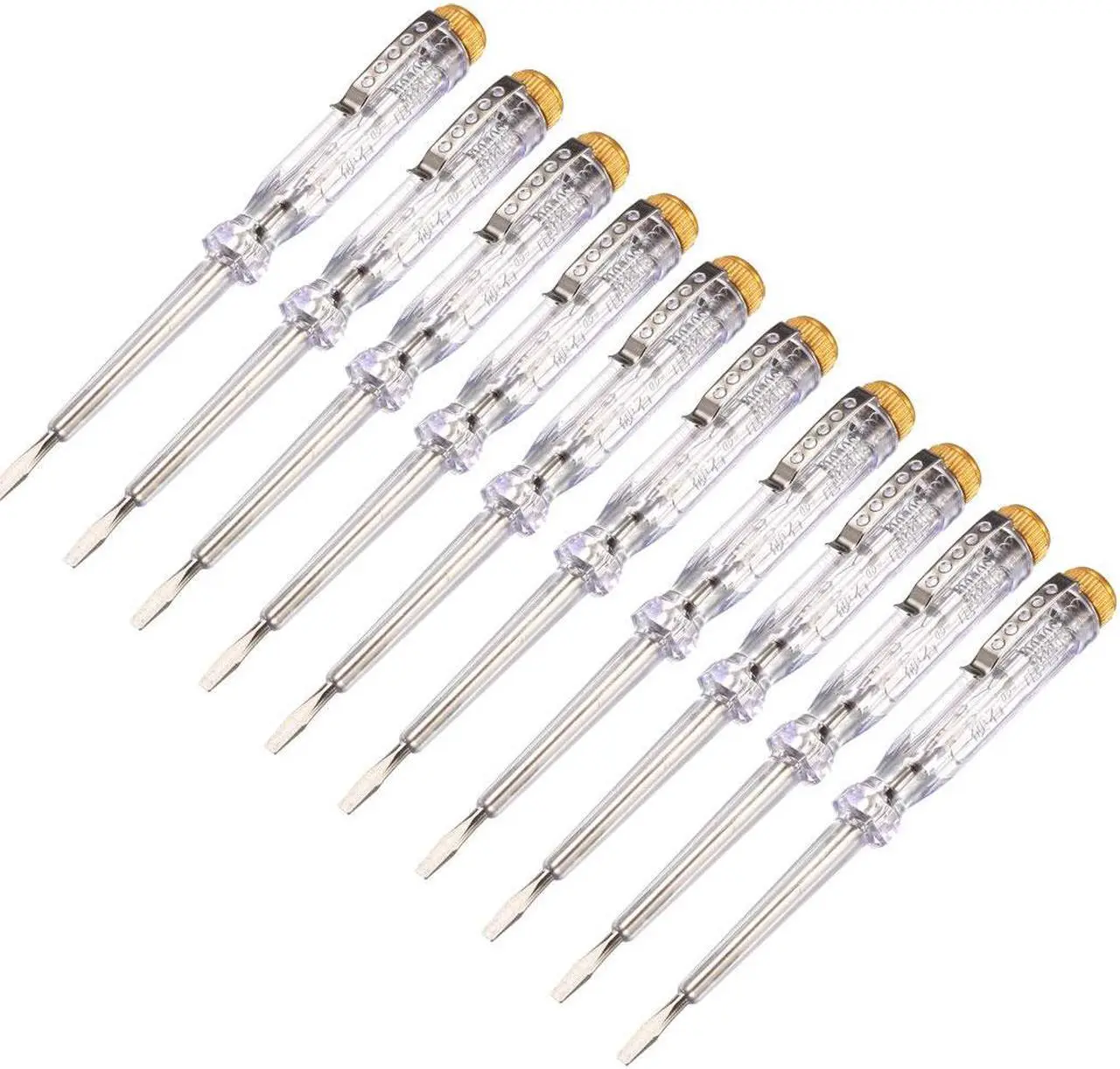 Main image of Voltage Tester, Slotted Screwdriver Electric Pen Circuit Test Electroprobe, AC100-500V 3mm Slot 10pcs