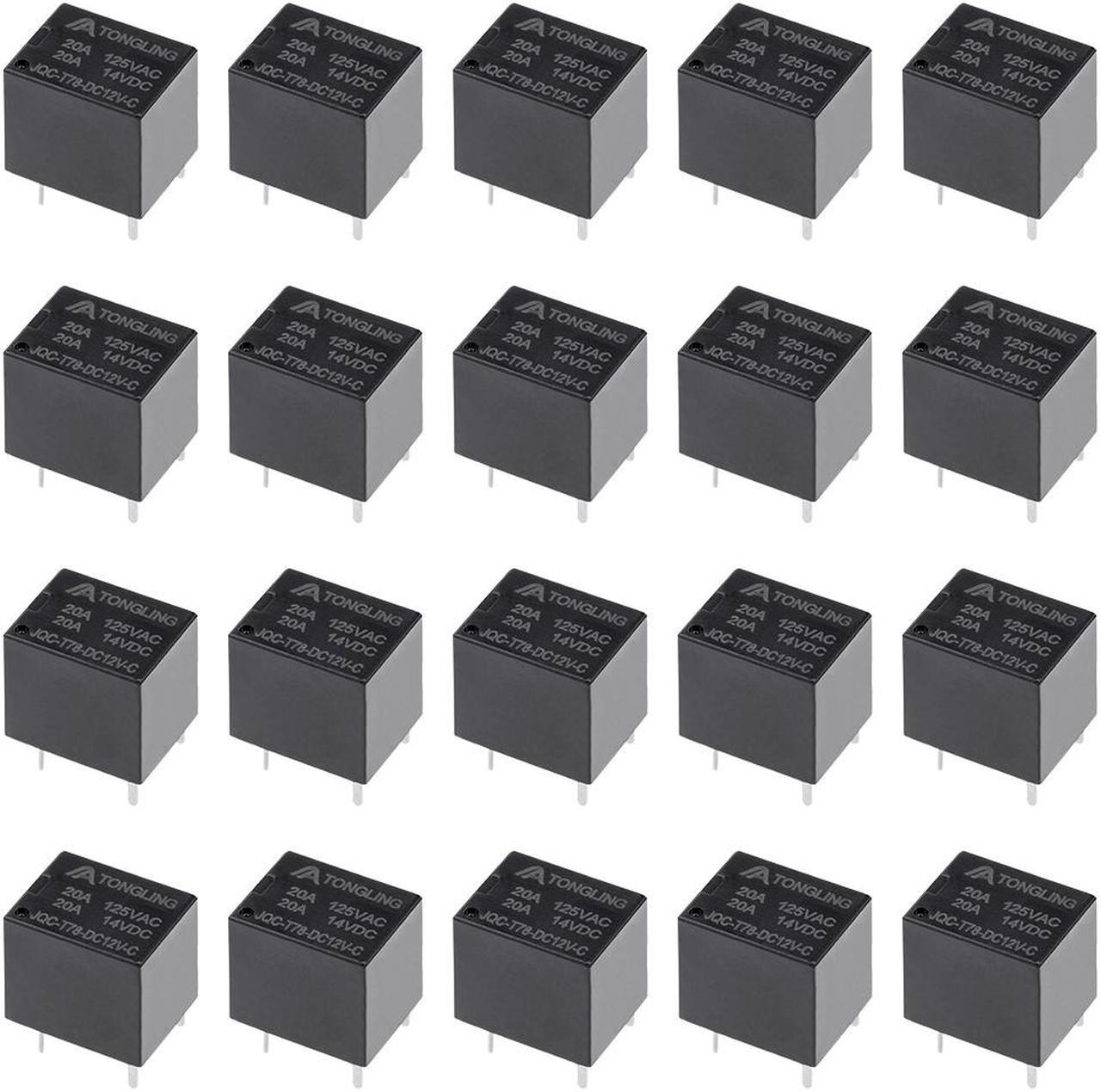 20 Pcs JQC-T78-DC12V-C DC 12V Coil SPDT 5 Pin PCB Electromagnetic Power Relay