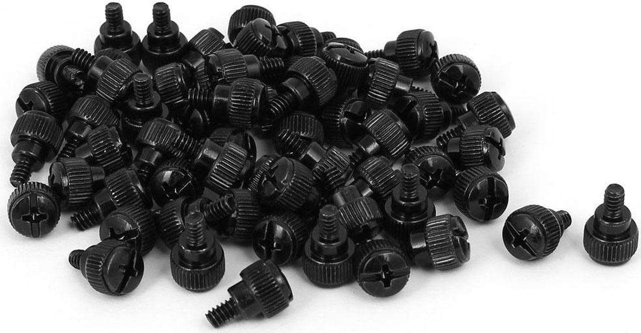 Computer PC Case Black Zinc Plated Knurled Phillips Head Thumb Screw 6#-32 60pcs