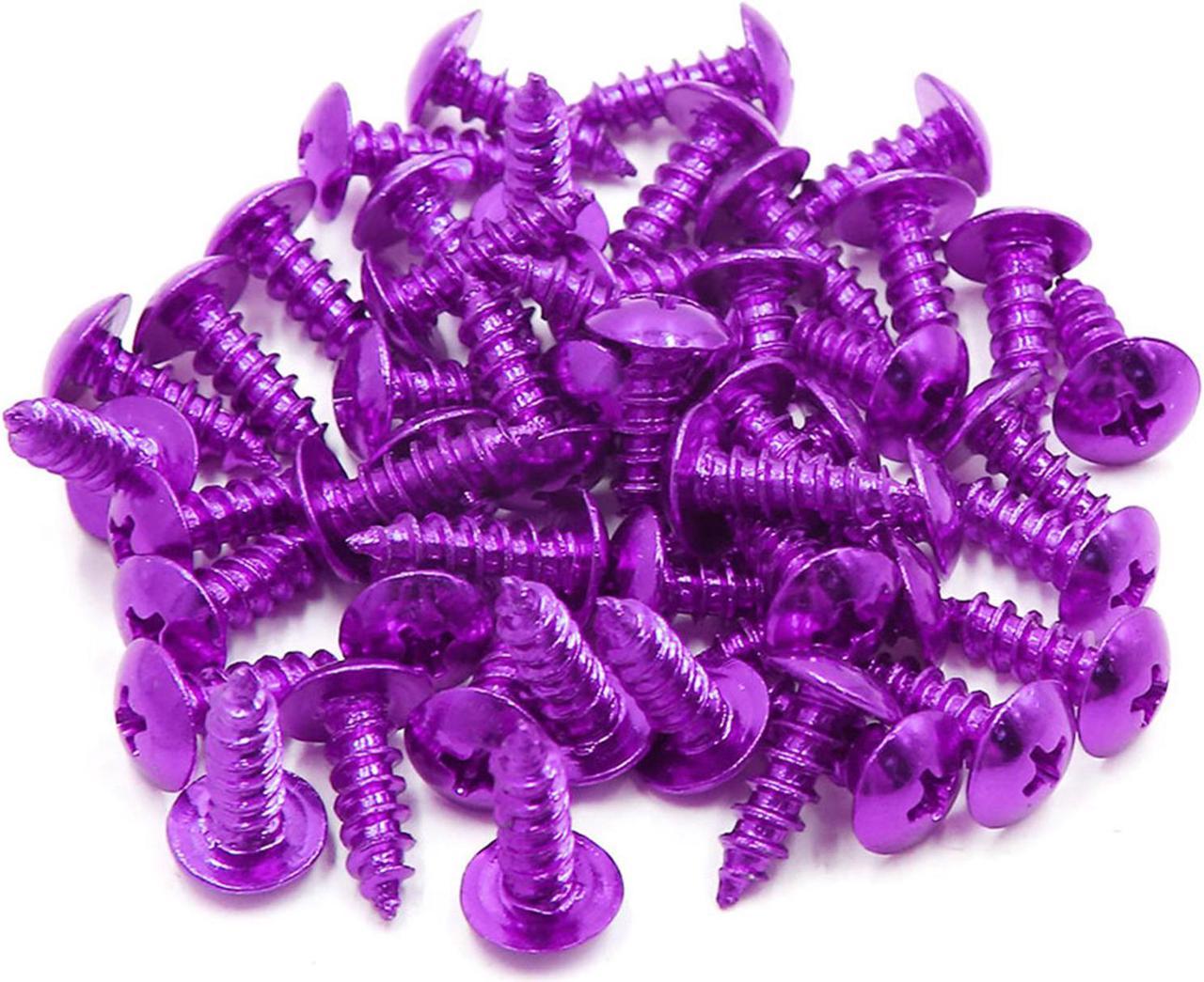 50pcs Universal Purple Motorcycle Round Cross Head Self Tapping Bolts Screws