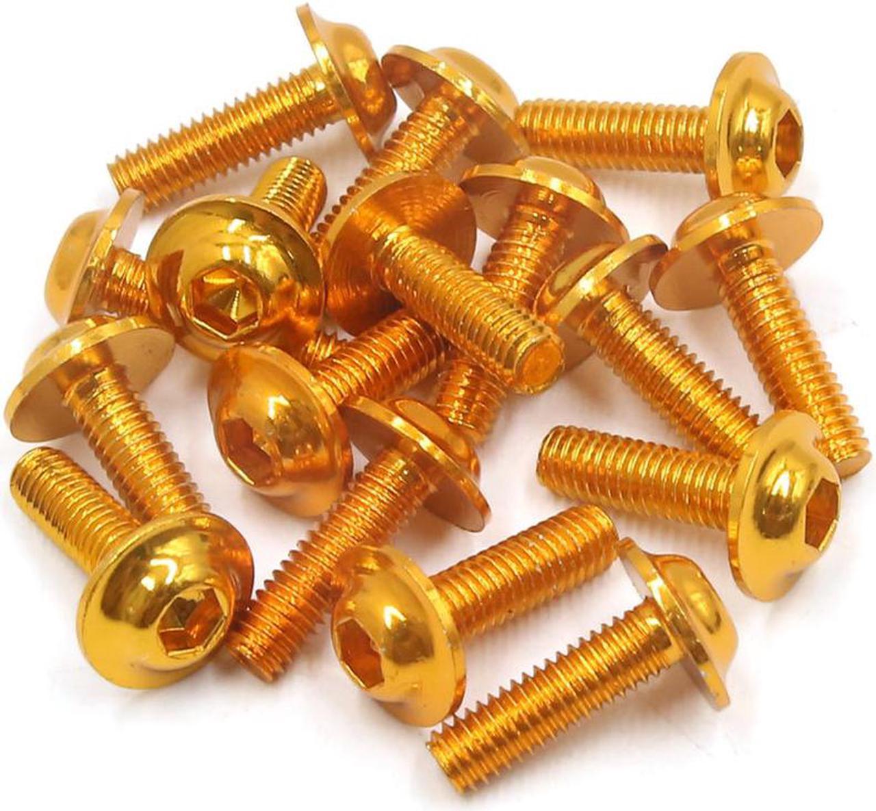 16Pcs Gold Tone Metal 6mm Thread Dia. Motorcycle Hexagon Bolts Screws