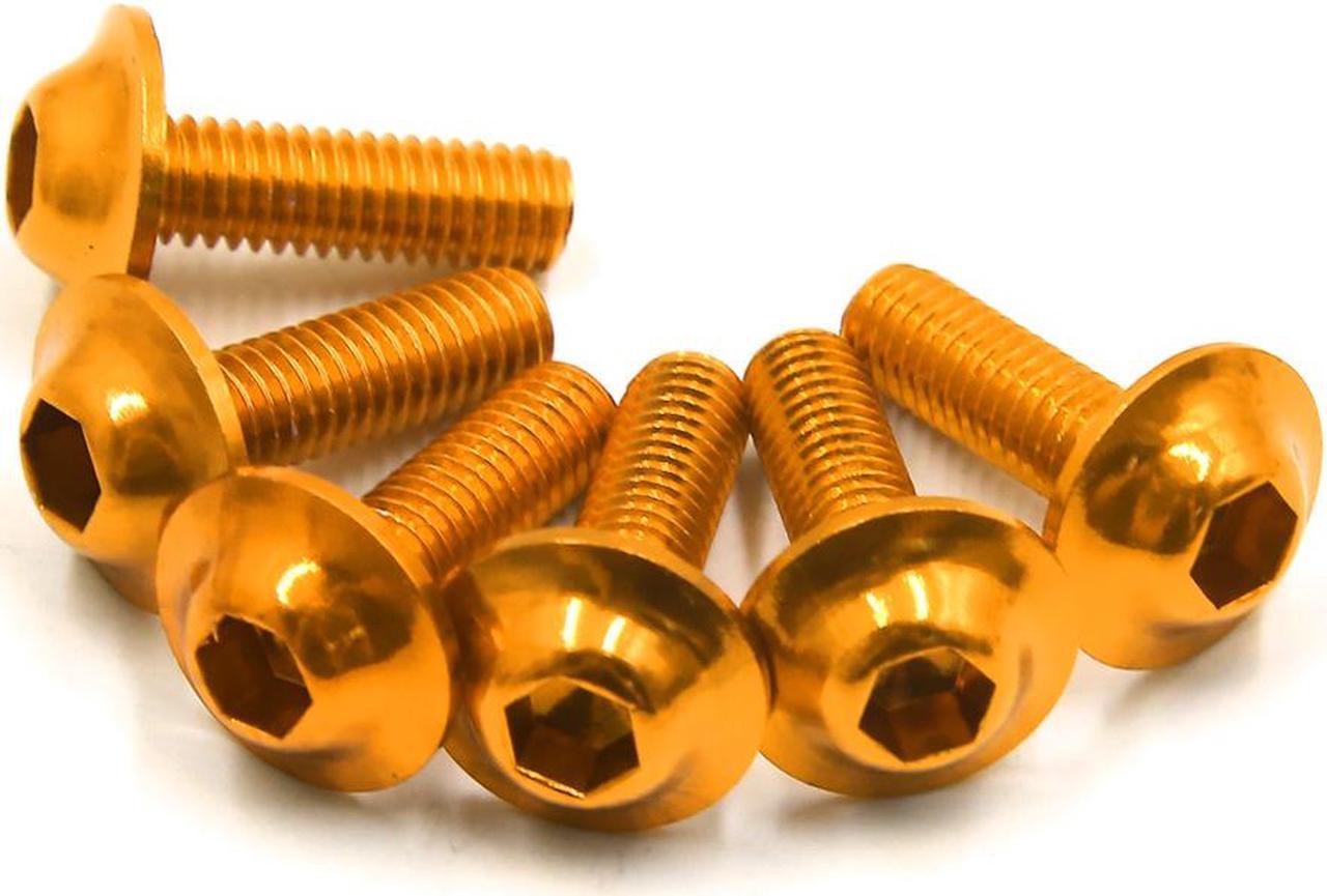 6PCS M6 x 20mm Gold Tone Hexagon License Plates Bolts Screws for Motorcycle Car