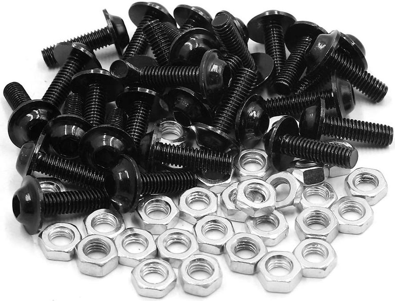 30pcs M6 Black Aluminum Alloy Hex Socket Head Motorcycle Bolts Screws Nuts