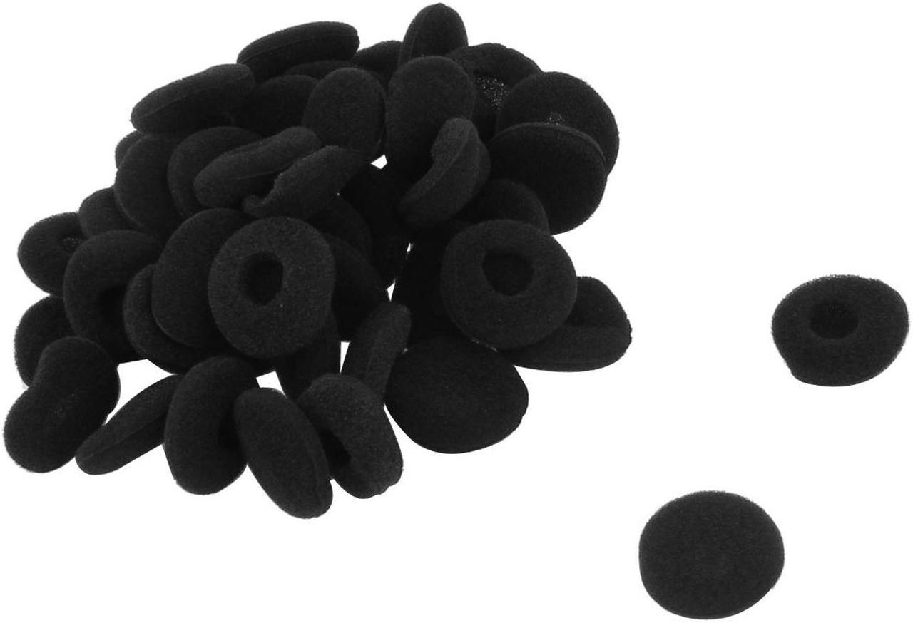 18mm Dia Sponge Replacement Headphone Earphone Ear Pad Tip Cover Black 46pcs