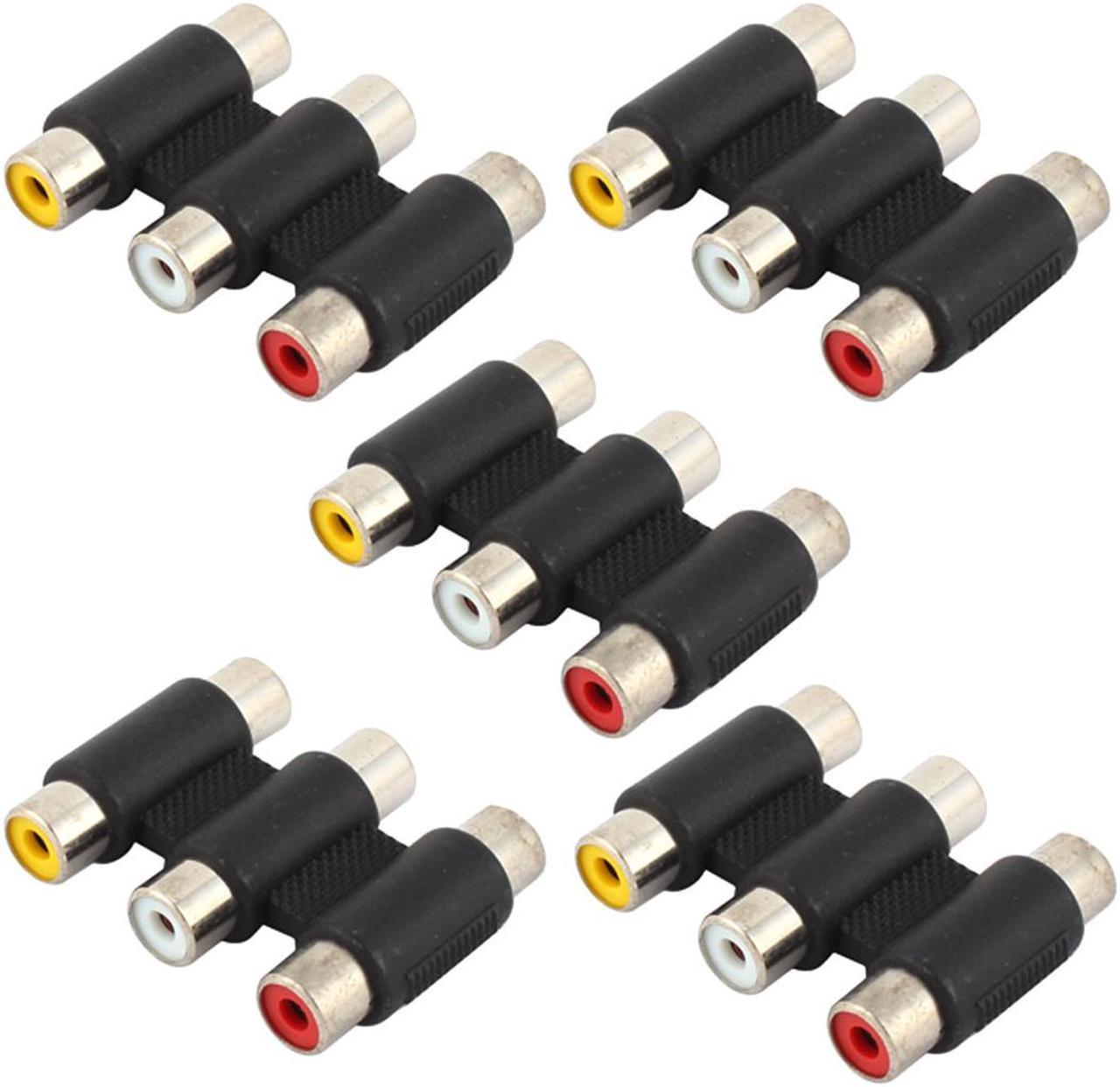 AV Audio Video 3 RCA Female to Female Joiner Coupler Adapter Connector 5pcs