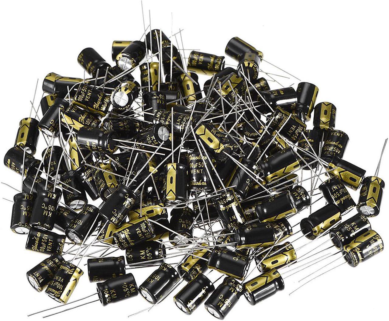 Aluminum Radial Electrolytic Capacitor 100uF 50V Life 8 x 12 mm Black 120pcs