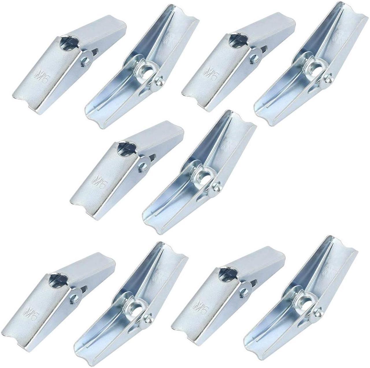 M6 Dia Female Thread Spring Loaded Hollow Wall Anchor Toggle Wing Nut 10pcs