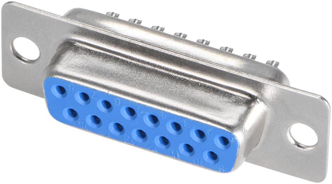 D-sub Connector DB15 Female Socket 15-pin 2-row Port Terminal Breakout for Mechanical Equipment CNC Computers Blue Pack of 1pc