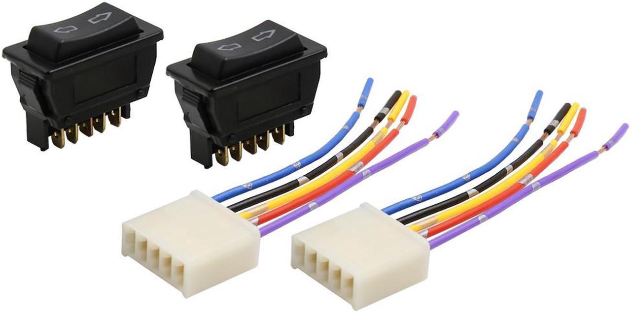 Car Power Window Glass Lift Switch with Wire Harness Socket 5 Pin DC 12V 4 in 1