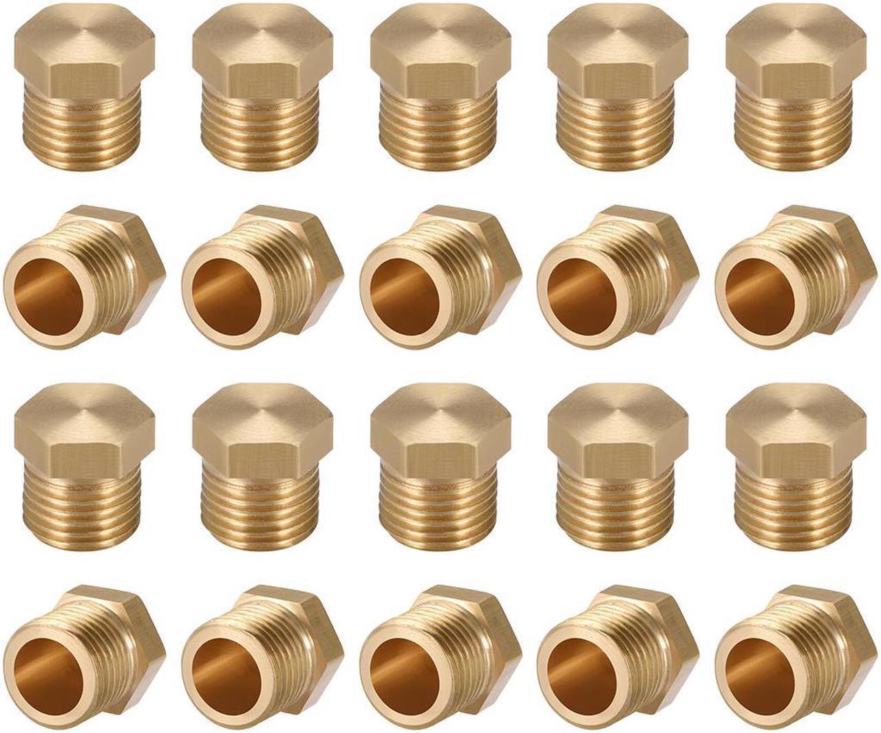 Brass Pipe Fitting, Cored Hex Head Plug 1/8"G Male Thread Connector Coupling Adapter 20pcs