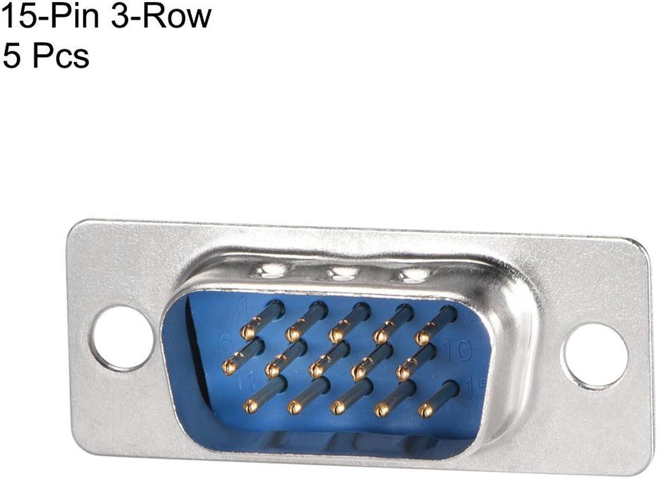 Alt view image 2 of 4 - D-sub Connector Male Plug 15-pin 3-row Port Terminal Breakout for Mechanical Equipment CNC Computers Blue Pack of 5