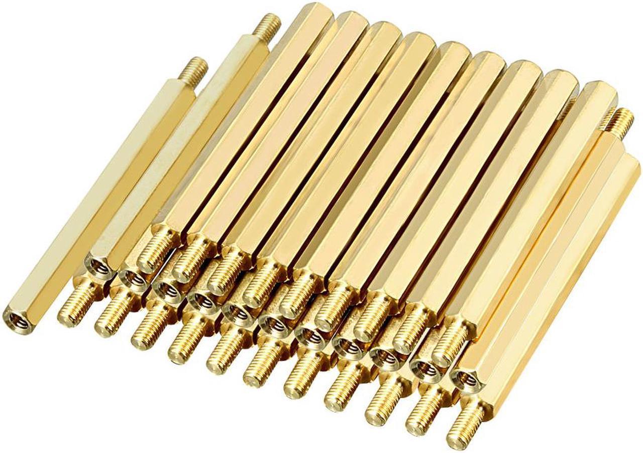 Unique Bargains 34pcs M3 45+6mm Female Male Thread Brass Hex Standoff Spacer Screws PCB Pillar